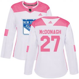 Adidas New York Rangers #27 Ryan McDonagh White/Pink Authentic Fashion Womens Stitched NHL Jersey