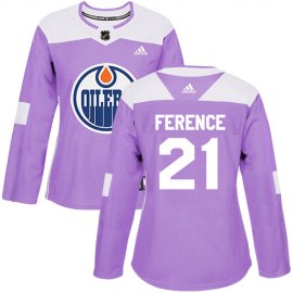 Adidas Edmonton Oilers #21 Andrew Ference Purple Authentic Fights Cancer Womens Stitched NHL Jersey