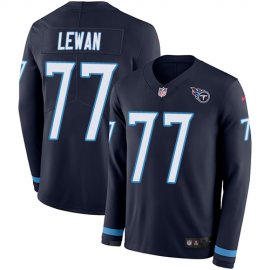 Nike Tennessee Titans #77 Taylor Lewan Navy Blue Team Color Mens Stitched NFL Limited Therma Long Sleeve Jersey
