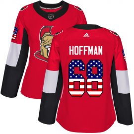 Adidas Ottawa Senators #68 Mike Hoffman Red Home Authentic USA Flag Womens Stitched NHL Jersey