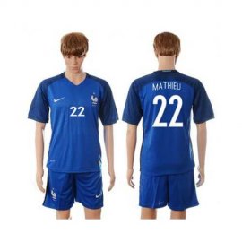 France #22 Mathieu Blue Soccer Country Jersey