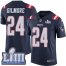 Nike New England Patriots #24 Stephon Gilmore Navy Blue Super Bowl LIII Bound Mens Stitched NFL Limited Rush Jersey