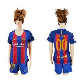 Womens Barcelona Personalized Home Soccer Club Jersey