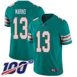 Nike Miami Dolphins #13 Dan Marino Aqua Green Alternate Mens Stitched NFL 100th Season Vapor Limited Jersey