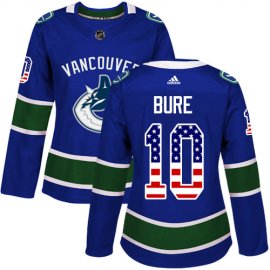 Adidas Vancouver Canucks #10 Pavel Bure Blue Home Authentic USA Flag Womens Stitched NHL Jersey