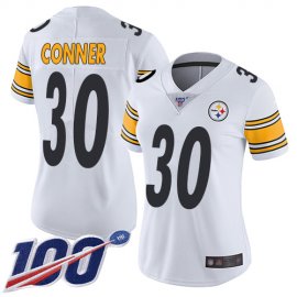 Nike Pittsburgh Steelers #30 James Conner White Womens Stitched NFL 100th Season Vapor Limited Jersey