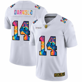 New York New York Jets #14 Sam Darnold Mens White Nike Multi-Color 2020 NFL Crucial Catch Limited NFL Jersey