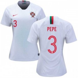 Womens Portugal #3 Pepe Away Soccer Country Jersey
