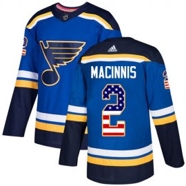 Adidas St. Louis Blues #2 Al MacInnis Blue Home Authentic USA Flag Stitched NHL Jersey
