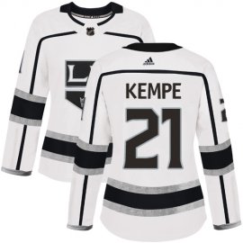 Adidas Los Angeles Kings #21 Mario Kempe White Road Authentic Womens Stitched NHL Jersey