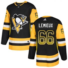 Adidas Pittsburgh Penguins #66 Mario Lemieux Black Home Authentic Drift Fashion Stitched NHL Jersey