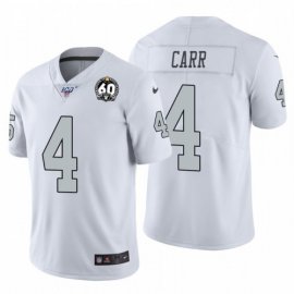 Nike Las Vegas Raiders #4 Derek Carr White 60th Anniversary Patch Mens Stitched NFL 100 Limited Color Rush Jersey