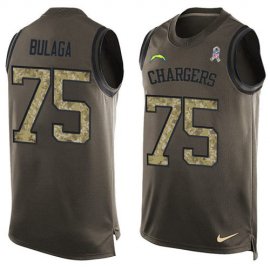 Nike Los Angeles Chargers #75 Bryan Bulaga Green Mens Stitched NFL Limited Salute To Service Tank Top Jersey