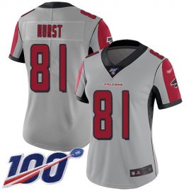Nike Atlanta Falcons #81 Hayden Hurst Silver Womens Stitched NFL Limited Inverted Legend 100th Season Jersey