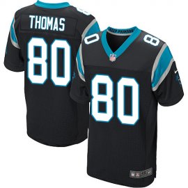 Nike Carolina Panthers #80 Ian Thomas Black Team Color Mens Stitched NFL Elite Jersey