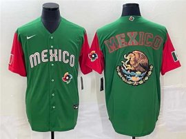 Mens Mexico 2023 Green Team Big Logo World Baseball Classic Stitched Jersey
