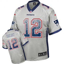 Nike New England Patriots #12 Tom Brady Grey Womens Stitched NFL Elite Drift Fashion Jersey