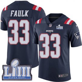 Nike New England Patriots #33 Kevin Faulk Navy Blue Super Bowl LIII Bound Mens Stitched NFL Limited Rush Jersey