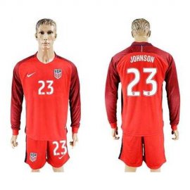 USA #23 Johnson Away Long Sleeves Soccer Country Jersey