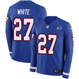 Nike Buffalo Bills #27 TreDavious White Royal Blue Team Color Mens Stitched NFL Limited Therma Long Sleeve Jersey