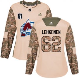 Adidas Colorado Avalanche #62 Artturi Lehkonen Camo Womens 2022 Stanley Cup Final Patch Authentic Veterans Day Stitched NHL Jersey Womens