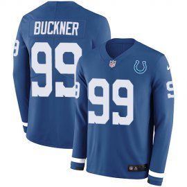 Nike Indianapolis Colts #99 DeForest Buckner Royal Blue Team Color Youth Stitched NFL Limited Therma Long Sleeve Jersey