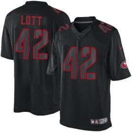Nike San Francisco 49ers #42 Ronnie Lott Black Mens Stitched NFL Impact Limited Jersey