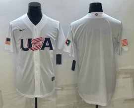 Mens USA Baseball 2023 White World Baseball Blank Classic Replica Stitched Jerseys