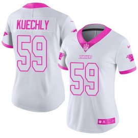 Nike Carolina Panthers #59 Luke Kuechly White/Pink Womens Stitched NFL Limited Rush Fashion Jersey