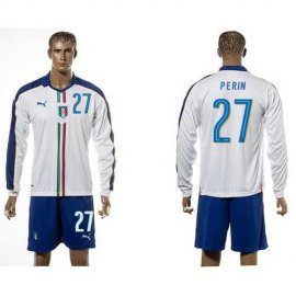Italy #27 Perin White Away Long Sleeves Soccer Country Jersey