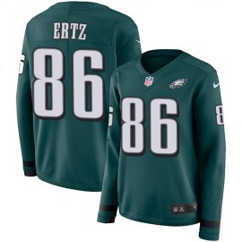 Nike Philadelphia Eagles #86 Zach Ertz Midnight Green Team Color Womens Stitched NFL Limited Therma Long Sleeve Jersey