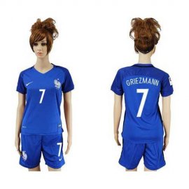 Womens France #7 Griezmann Home Soccer Country Jersey