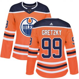 Adidas Edmonton Oilers #99 Wayne Gretzky Orange Home Authentic Womens Stitched NHL Jersey
