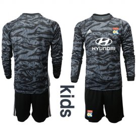 Lyon Blank Black Goalkeeper Long Sleeves Kid Soccer Club Jersey