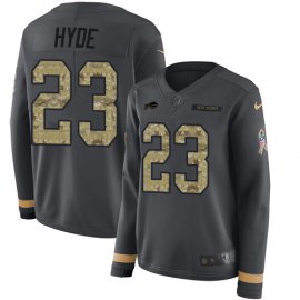 Nike Buffalo Bills #23 Micah Hyde Anthracite Salute to Service Womens Stitched NFL Limited Therma Long Sleeve Jersey