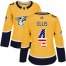 Adidas Nashville Predators #4 Ryan Ellis Yellow Home Authentic USA Flag Womens Stitched NHL Jersey