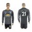 Manchester United #21 Ander Herrera Black Long Sleeves Soccer Club Jersey