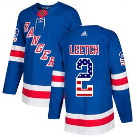 Adidas New York Rangers #2 Brian Leetch Royal Blue Home Authentic USA Flag Stitched NHL Jersey