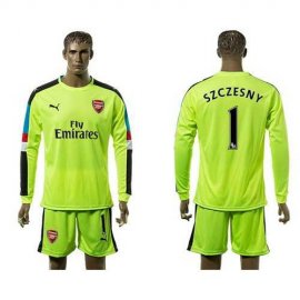 Arsenal #1 Szczesny Shiny Green Goalkeeper Long Sleeves Soccer Club Jersey
