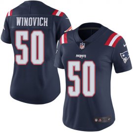 Nike New England Patriots #50 Chase Winovich Navy Blue Womens Stitched NFL Limited Rush Jersey