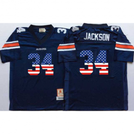Auburn Tigers #34 Bo Jackson Navy USA Flag College Jersey