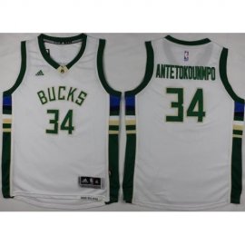 Youth Milwaukee Bucks #34 Giannis Antetokounmpo White Stitched NBA Jersey