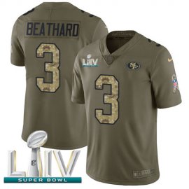 Nike San Francisco 49ers #3 C.J. Beathard Olive/Camo Super Bowl LIV 2020 Mens Stitched NFL Limited 2017 Salute To Service Jersey