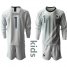 France #1 Lloris Grey Goalkeeper Long Sleeves Kid Soccer Country Jersey