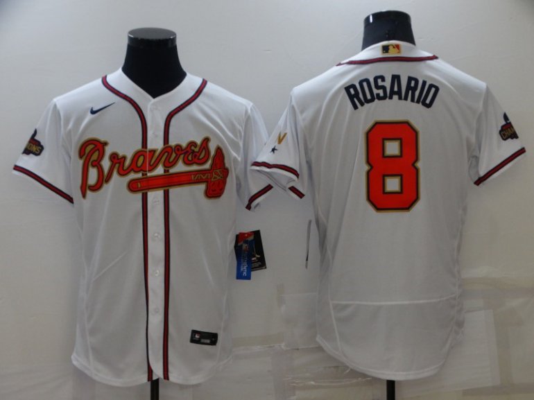 Braves 8 Eddie Rosario White 2022 Gold Program Nike Flexbase Jersey Braves 8 Eddie Rosario White 2022 Gold Program Nike Flexbase Jersey