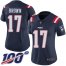 Nike New England Patriots #17 Antonio Brown Navy Blue Womens Stitched NFL Limited Rush 100th Season Jersey