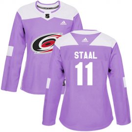 Adidas Carolina Hurricanes #11 Jordan Staal Purple Authentic Fights Cancer Womens Stitched NHL Jersey