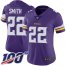 Nike Minnesota Vikings #22 Harrison Smith Purple Team Color Womens Stitched NFL 100th Season Vapor Limited Jersey