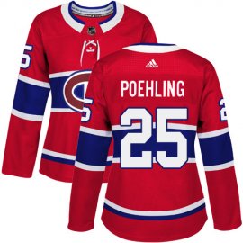 Adidas Montreal Canadiens #25 Ryan Poehling Red Home Authentic Womens Stitched NHL Jersey