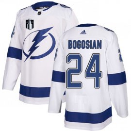 Adidas Tampa Bay Lightning #24 Zach Bogosian White 2022 Stanley Cup Final Patch Road Authentic NHL Stanley Cup Final Patch Jersey Mens